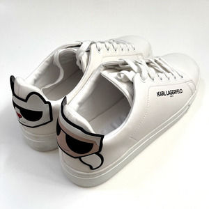 NWOB KARL LAGERFELD PARIS Canta Choupette Logo Sneakers Size 11 White Cat Love